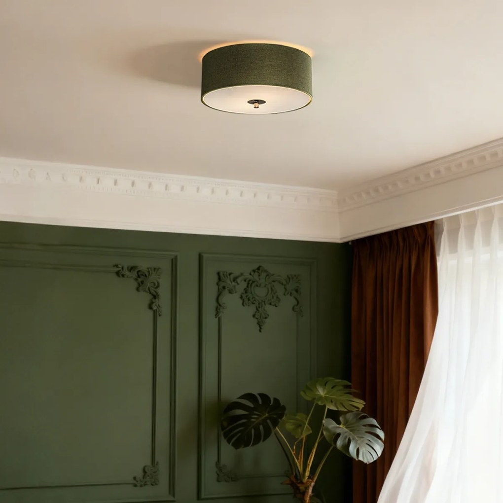 Plafonieră rustică verde 30 cm - Drum Jute