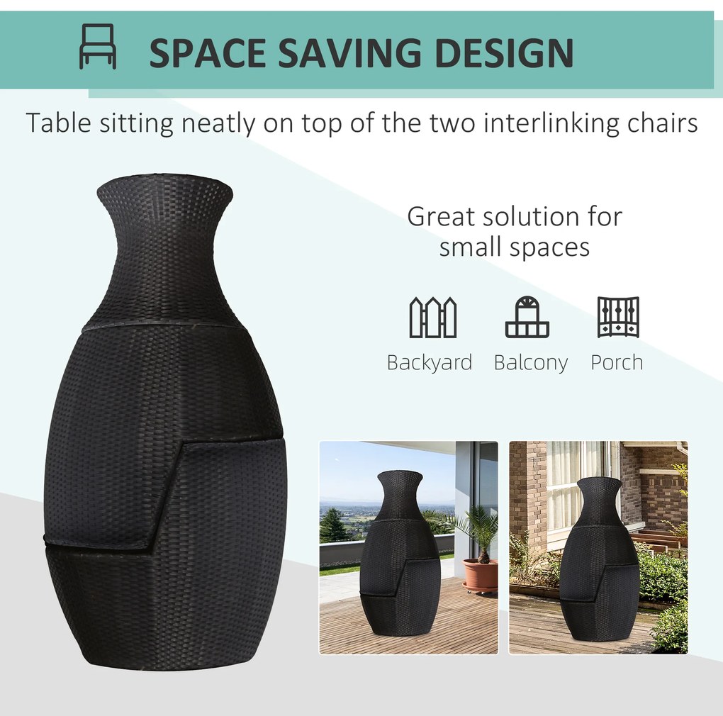 Set Mobilier Gradina Outsunny, Ratan cu 3 Piese si Perne Decorative, Maro inchis | Aosom RO