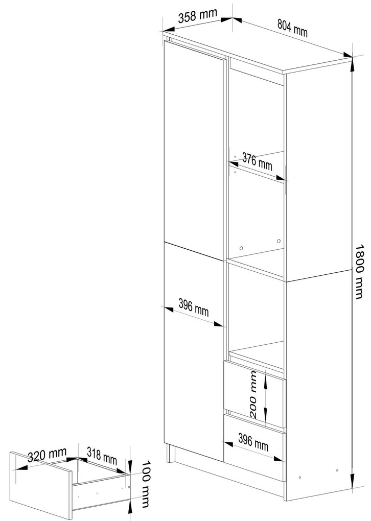 Raft Resolverse (stejar sonoma + alb). 1117309