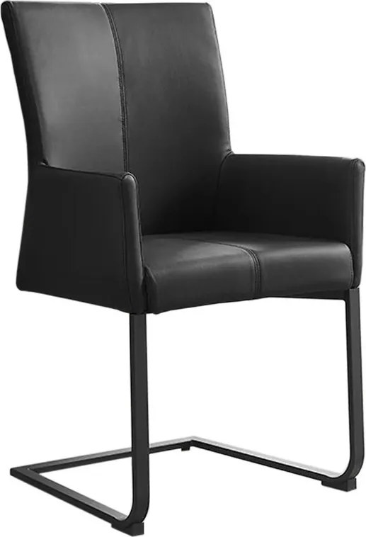 Scaun cu brate, Metal, Piele Naturala, Negru, SAMSON A-45176 VC
