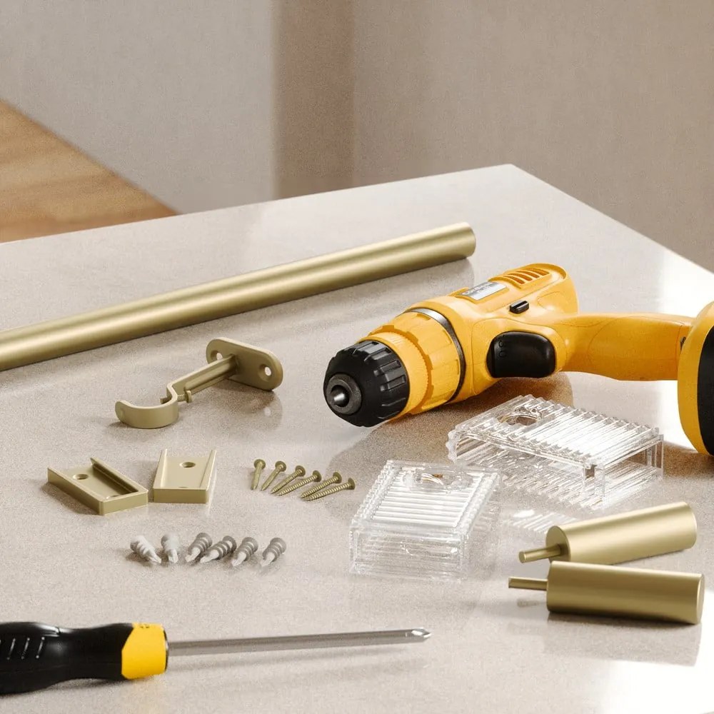 Galerie de perdea auriu mat extensibilă din oțel 107 - 305 cm Flute – Umbra