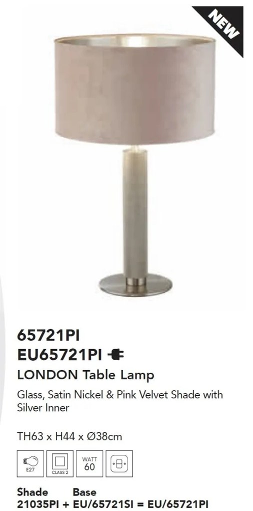 Veioza/Lampa de masa design decorativ London argintiu/roz