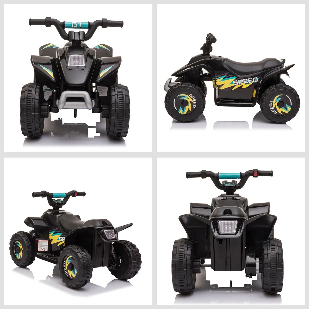 ATV Copii Electric cu Baterie Incarcabila HOMCOM, Viteza 2,8-4,6km/h, Varsta 18–48 Luni, Negru | Aosom Romania