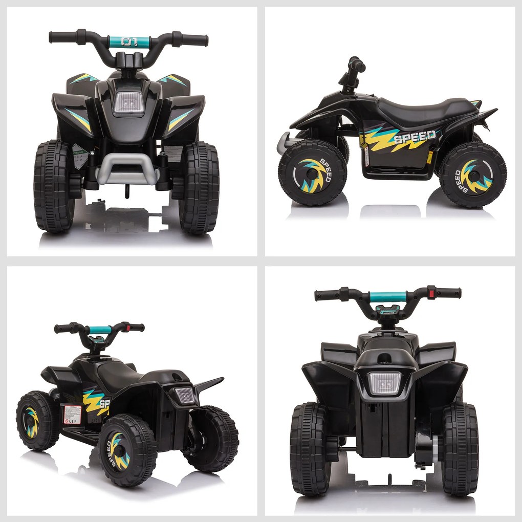 ATV Copii Electric cu Baterie Incarcabila HOMCOM, Viteza 2,8-4,6km/h, Varsta 3-5 Ani, Negru | Aosom Romania