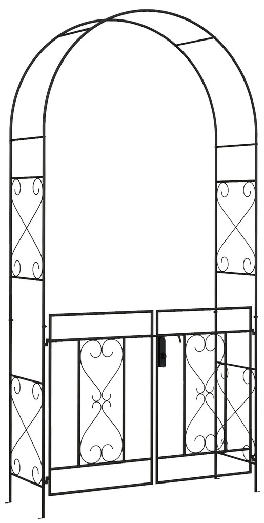 Outsunny Arcadă de Grădină cu poartă Arcadă cu rozariu Stilul Fier Forjat dim. 114L x 36l x 232H cm metal epoxidat Negru | Aosom Romania