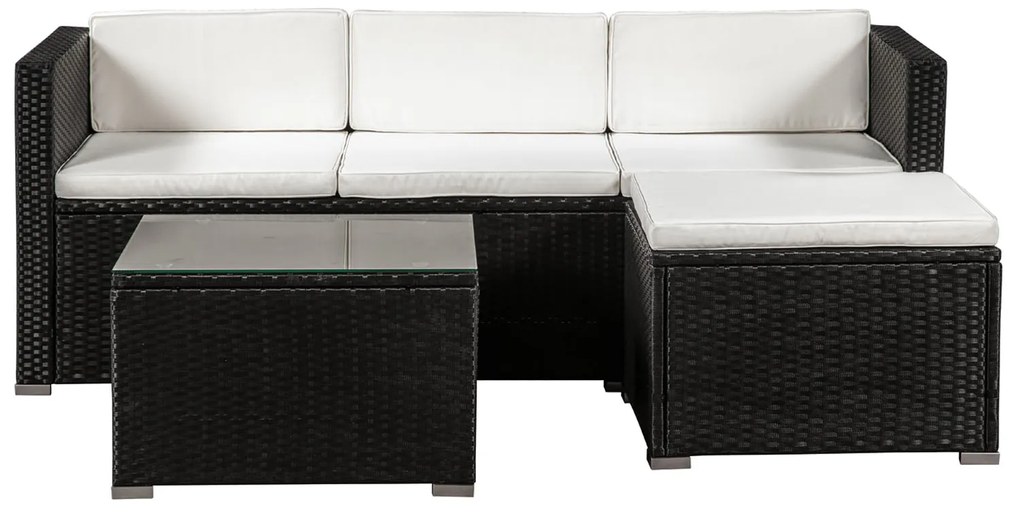 Juskys Set ratan de gradina Punta Cana M - perne negre/crem