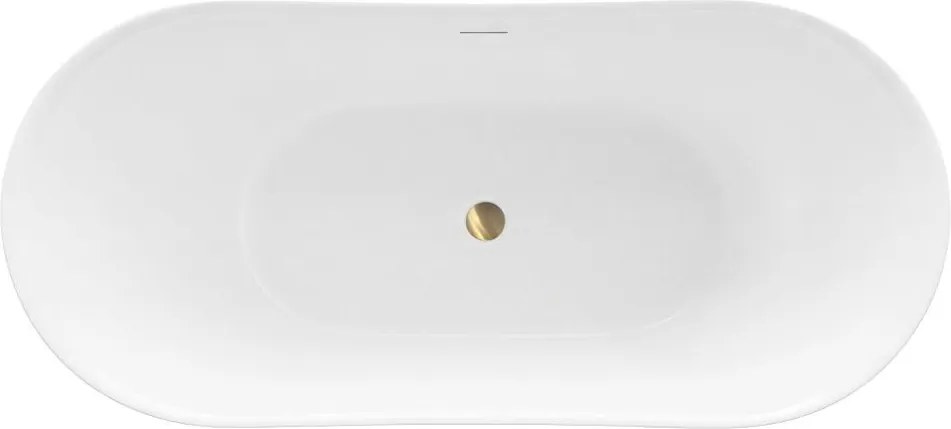 Cada freestanding cu ventil auriu periat Rea Ferrano Slim 150 cm alb