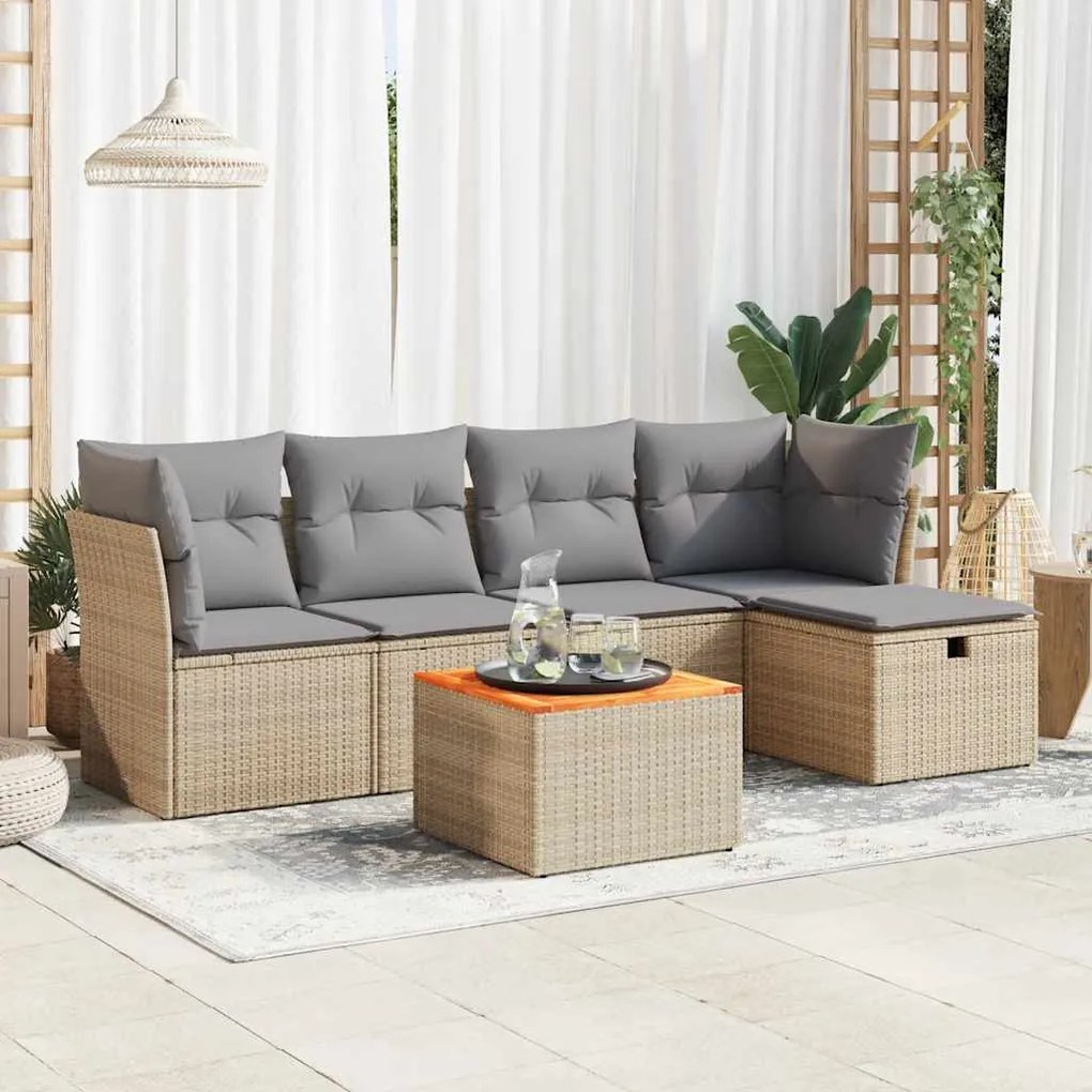 vidaXL Set canapele de grădină cu perne, 6 piese, bej, poliratan