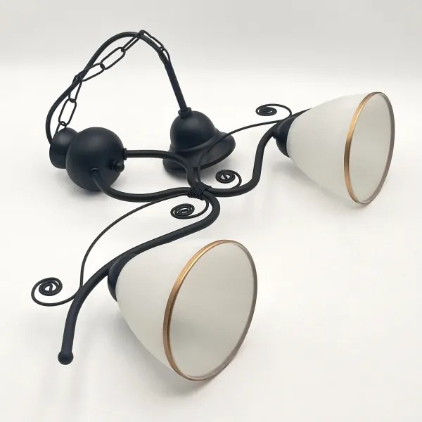 Lustră pe lanț RETRO 2xE27/60W/230V negru mat