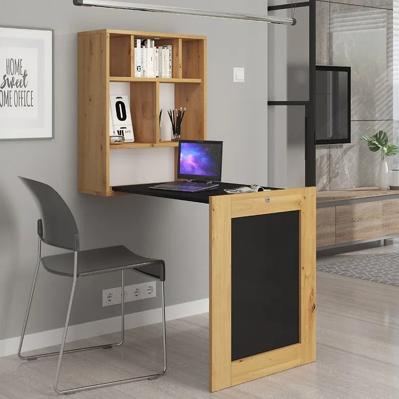 Masă extensibilă PC Till (Stejar artisan + Negru). Promo -7%. 1124835