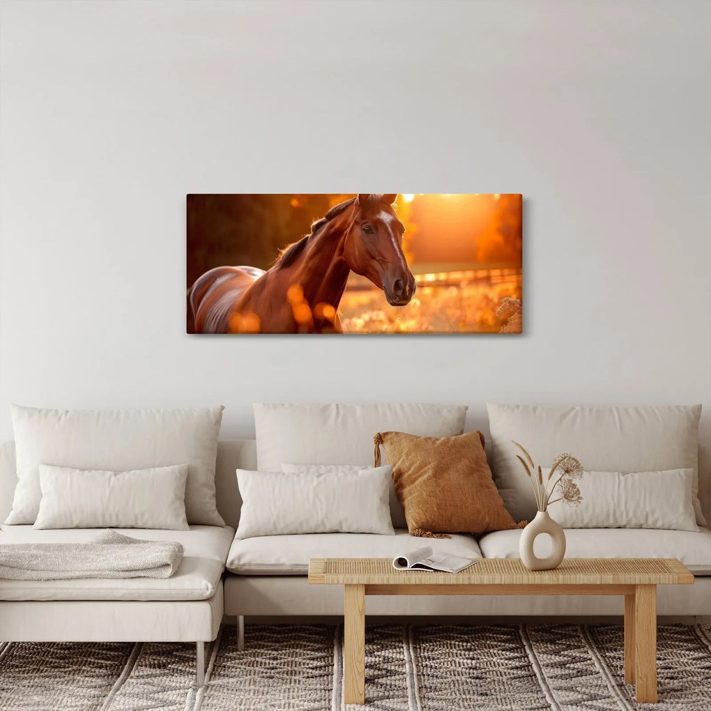 Tablou - Cal în apus de soare (120x50 cm)