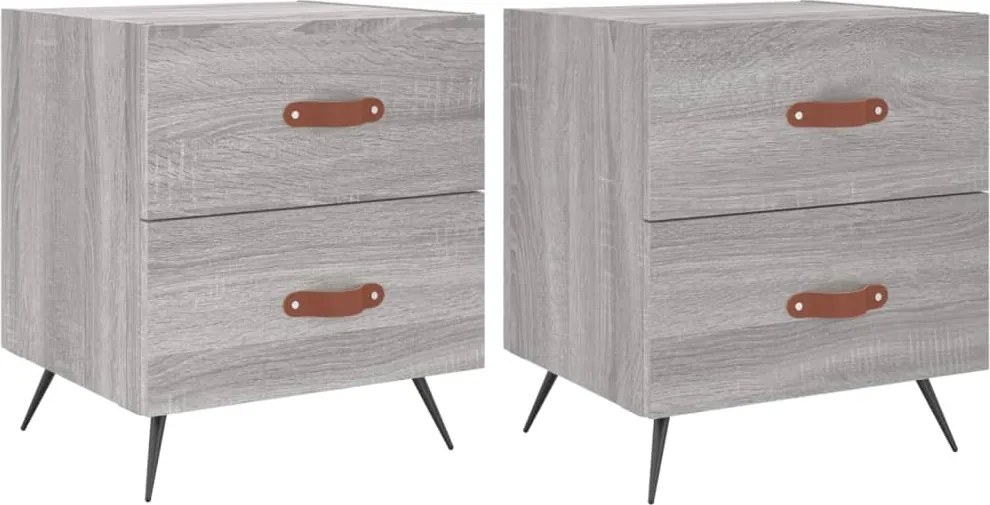 vidaXL Noptiere, 2 buc., gri sonoma, 40x35x47,5 cm, lemn compozit