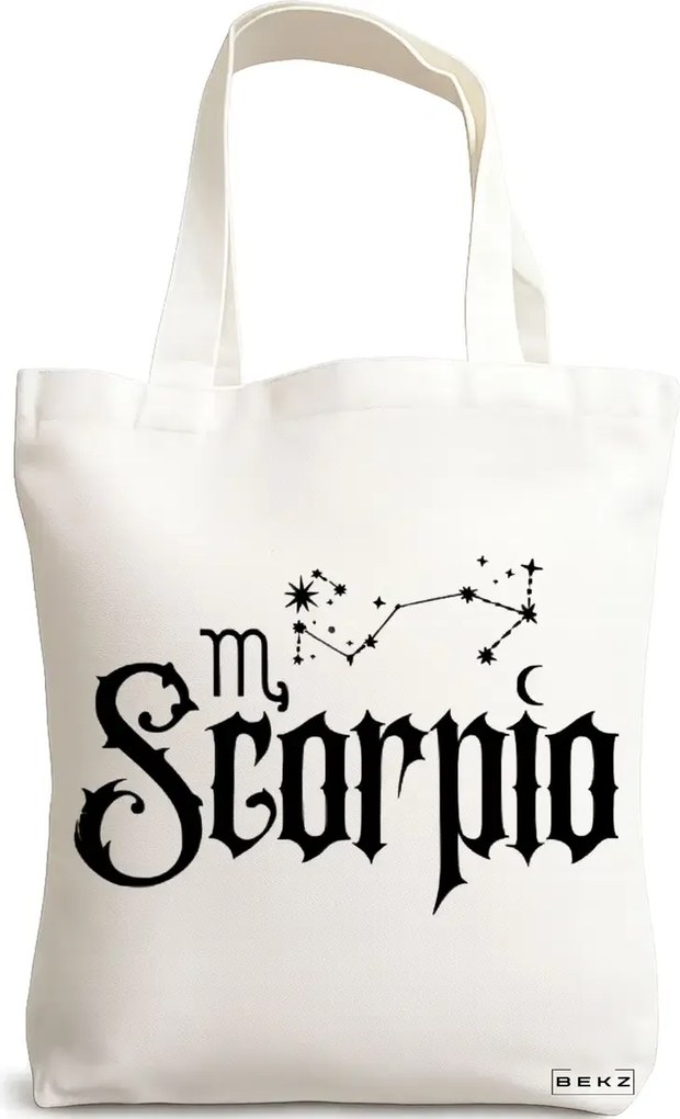 Sacosa de Panza pentru Cumparaturi, Geanta Tote, model Scorpio 38 x 34.5 cm, Alba, BEKZ®