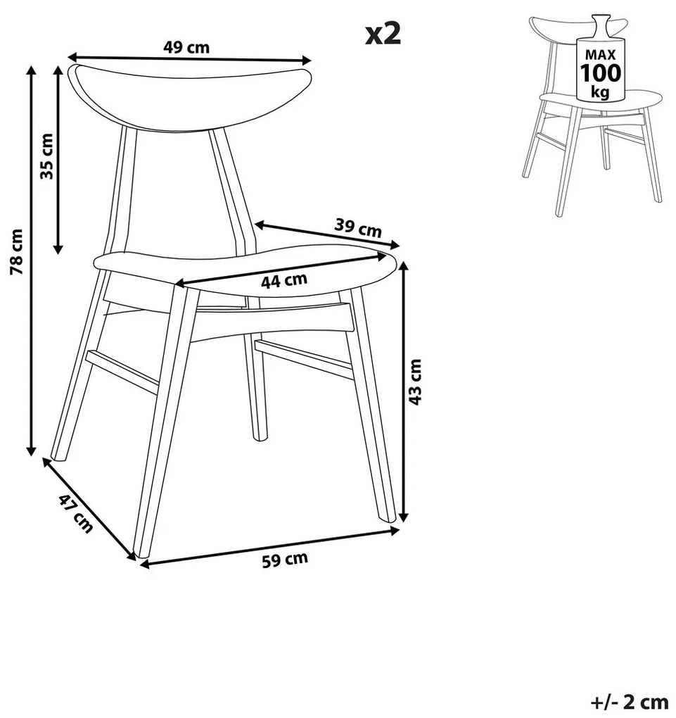 Set 2 buc. scaune pentru sufragerie Linch (gri). 1009945