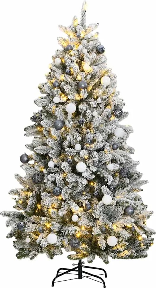 vidaXL Brad Crăciun artificial articulat cu 300 LED-uri/globuri 240 cm