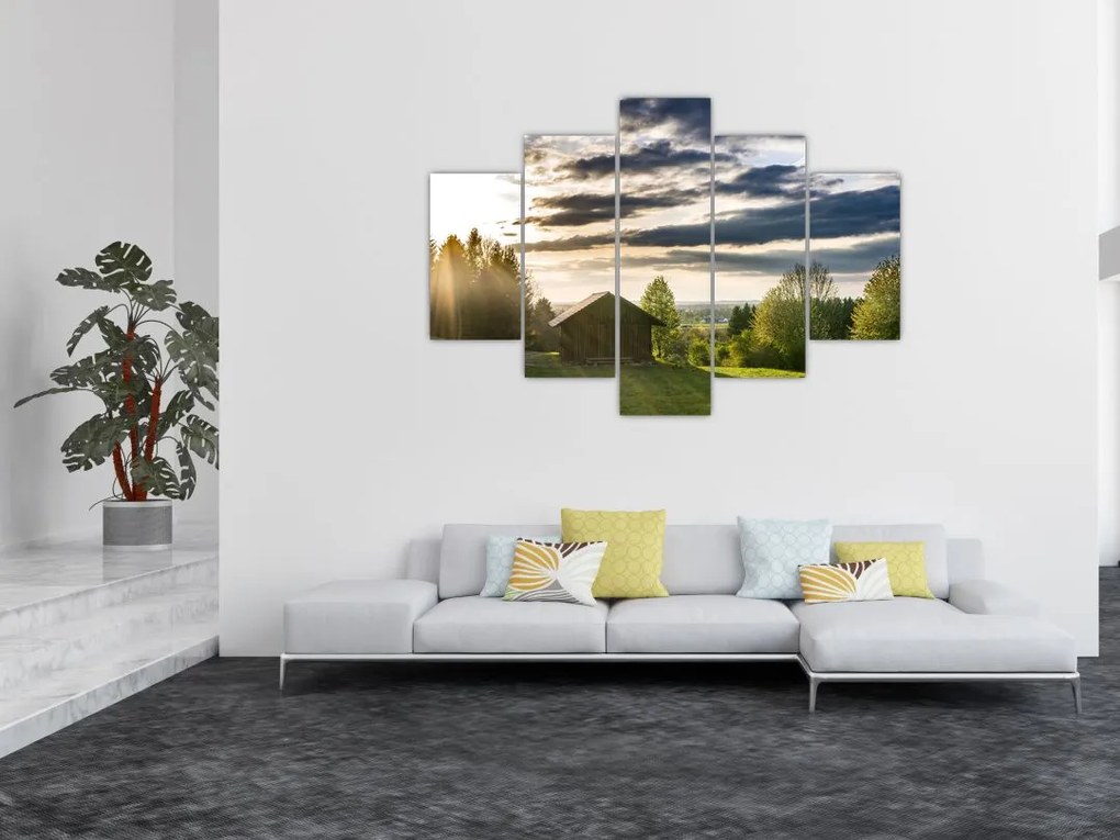 Tablou cabana în pădure (150x105 cm)