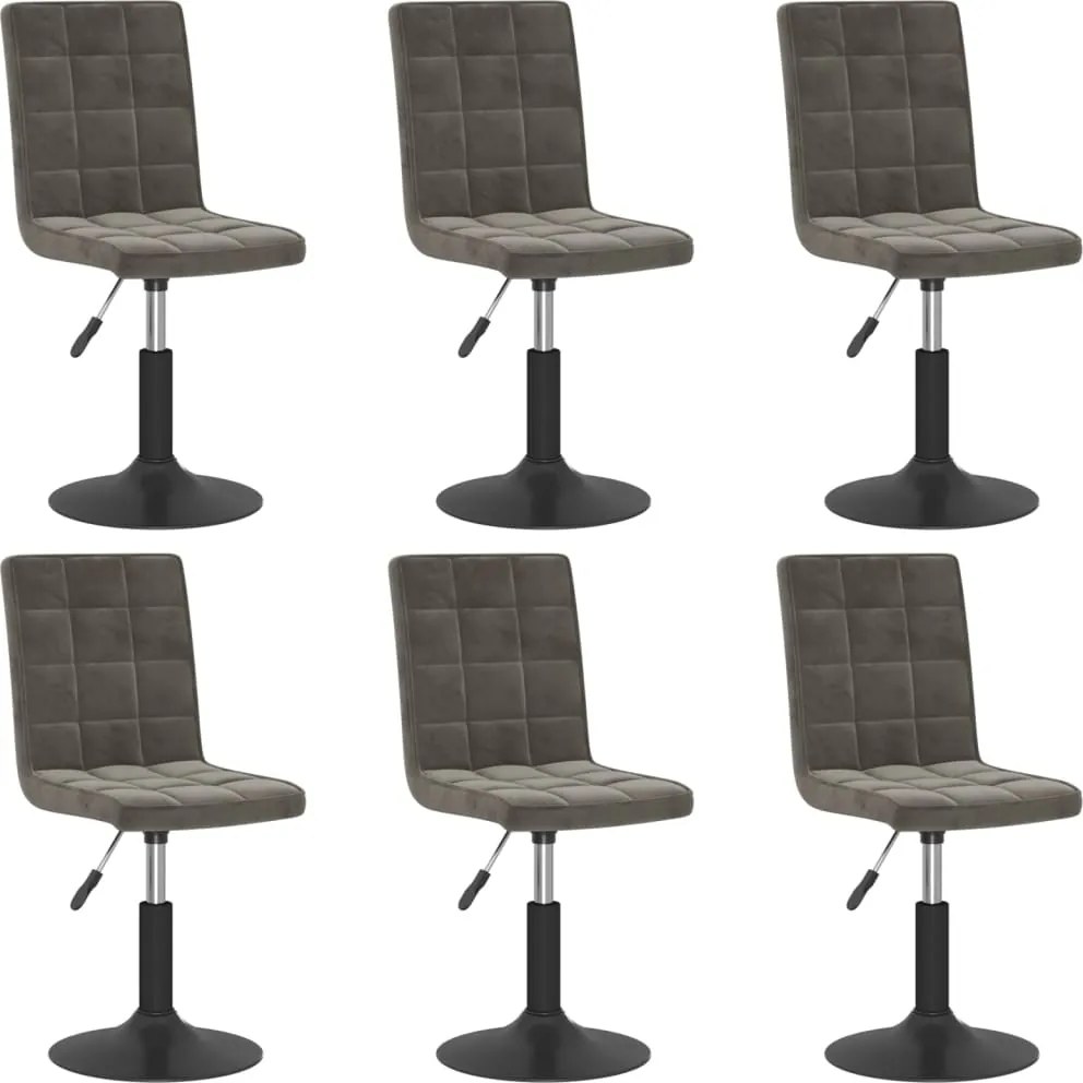 vidaXL Scaune de sufragerie pivotante, 6 buc, gri închis, catifea