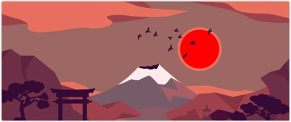 Tablou - Ilustrație a Muntelui Fuji (120x50 cm)