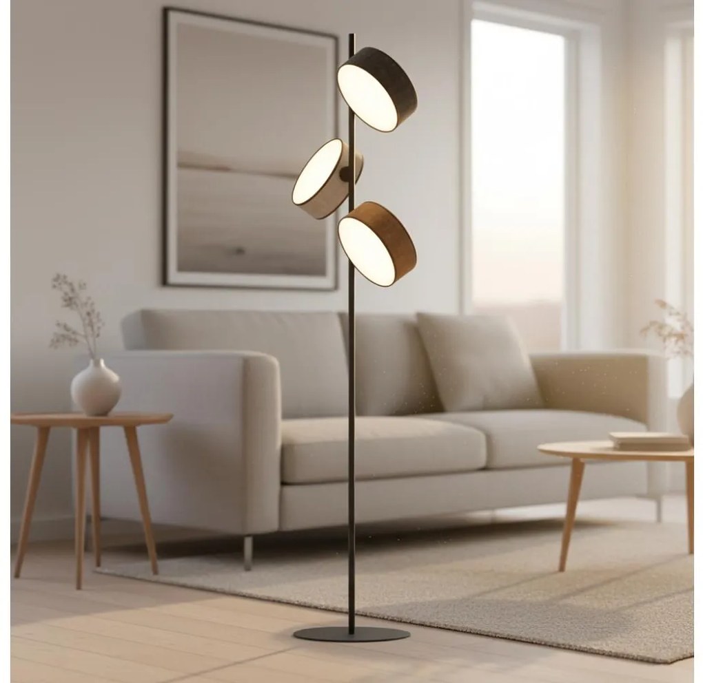 Lampă de podea DRUMZ 3xE14/10W/230V negru/maro/gri