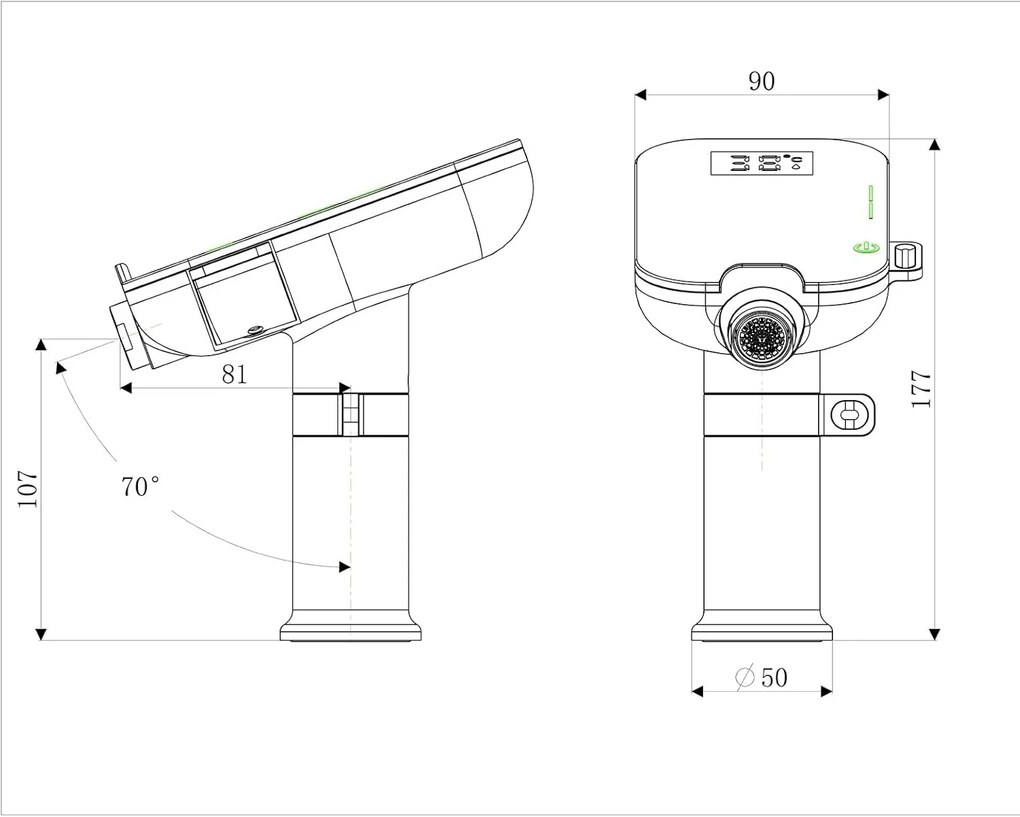 Baterie de baie cu afisaj digital al temperaturii si suport pentru telefon bronz periat, Form Digital Bronz periat