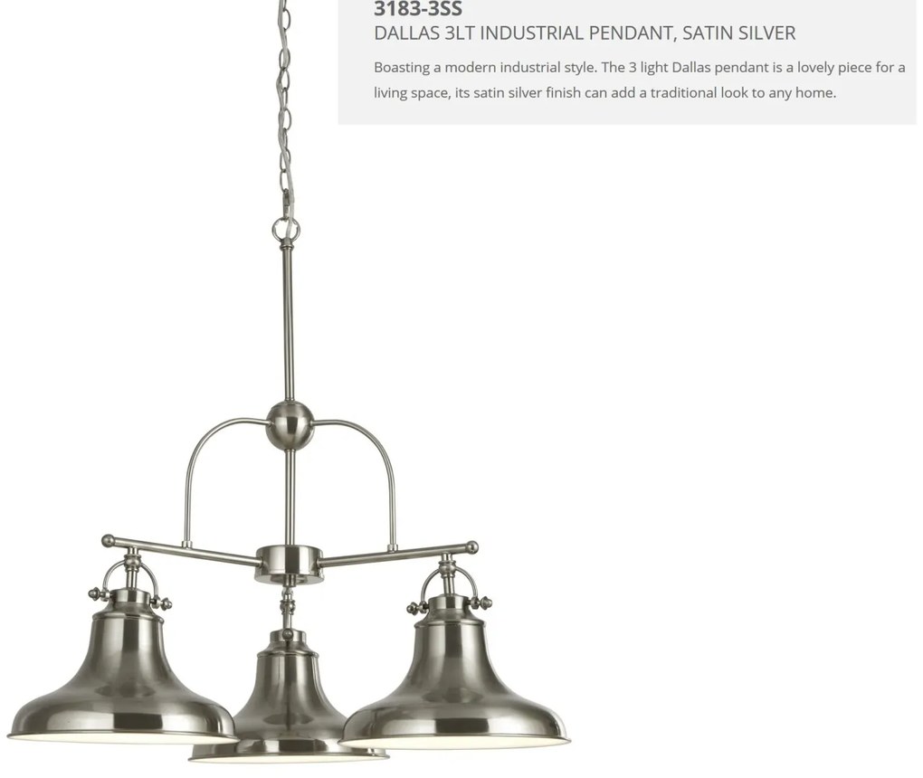 Lustra design industrial Dallas 3L argintiu satin 3183-3SS SRT