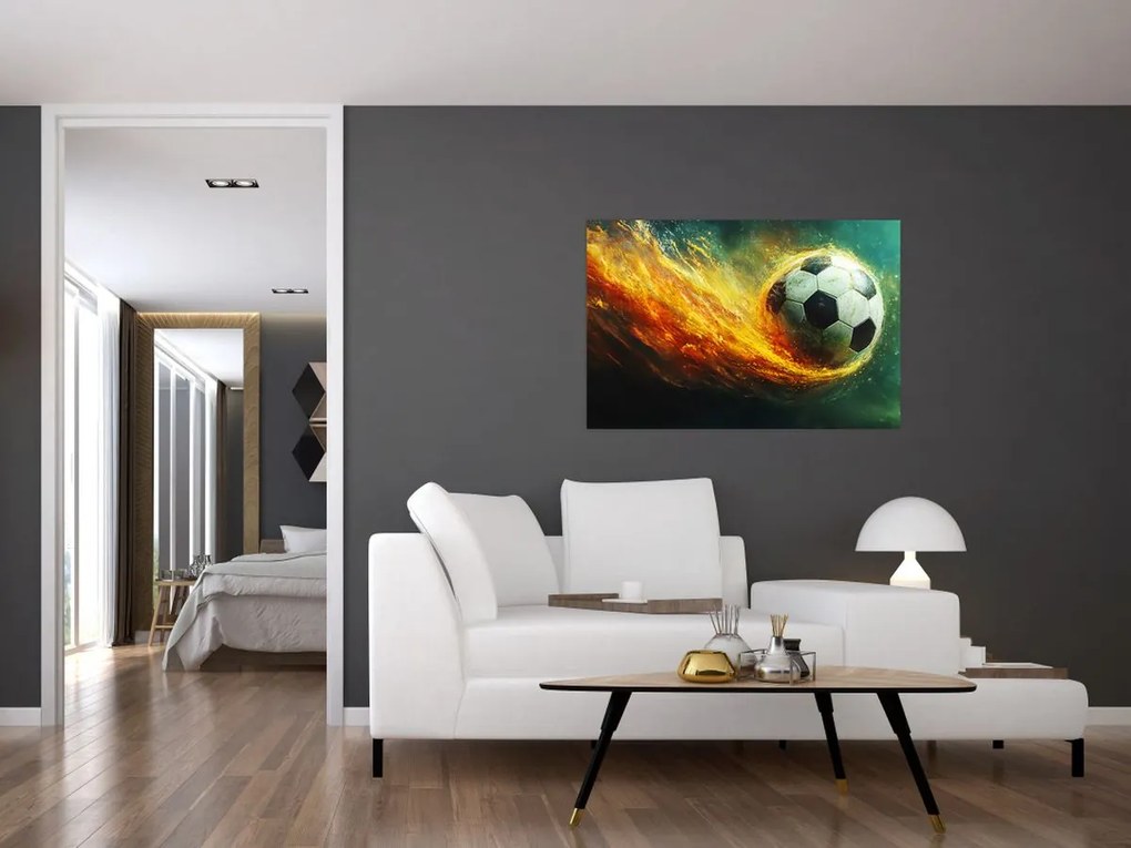 Tablou - Minge de Fotbal în Zbor (90x60 cm)