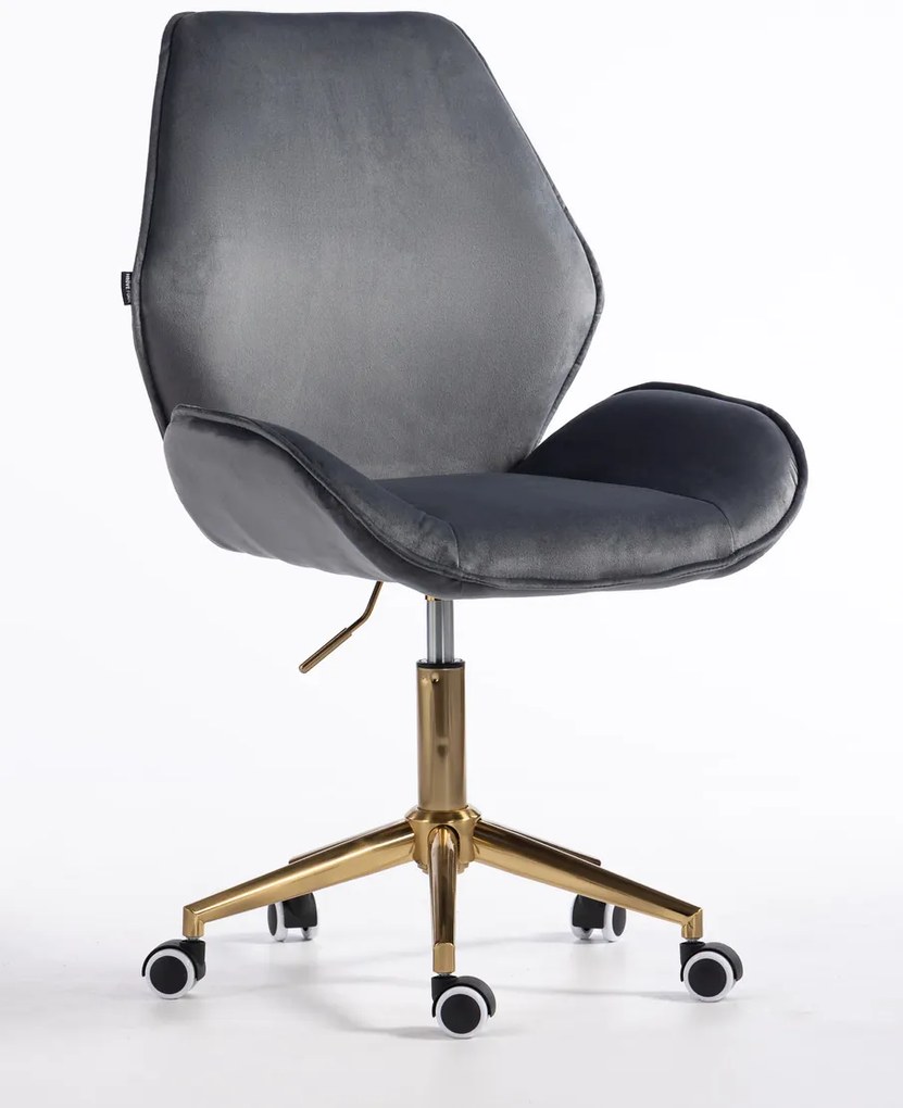 HR350K Scaun Grafit din Catifea Bază Aurie
