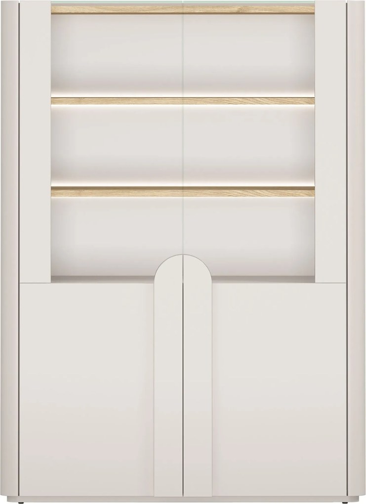 Vitrină cu două uși Amilio 100 cm - cașmir / stejar uleiat / mânere cașmir