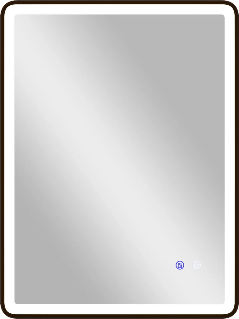 HOMCOM Oglindă baie LED Anti-aburire Oglindă machiaj dimabilă cu iluminare 80 x 60 cm Ramă neagră | Aosom Romania