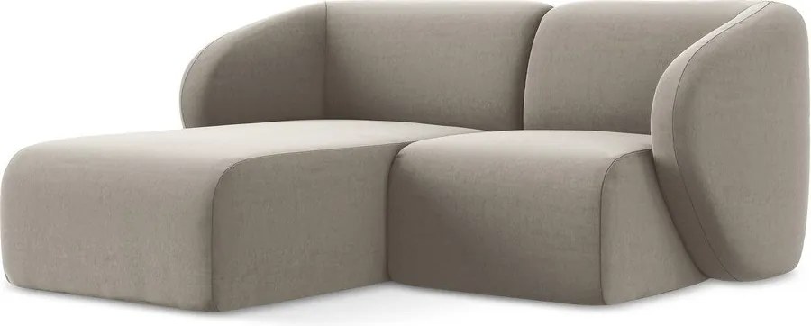 Colțar maro deschis cu tapițerie din catifea (cu colț pe partea stângă/cu șezlong) Lani – Makamii