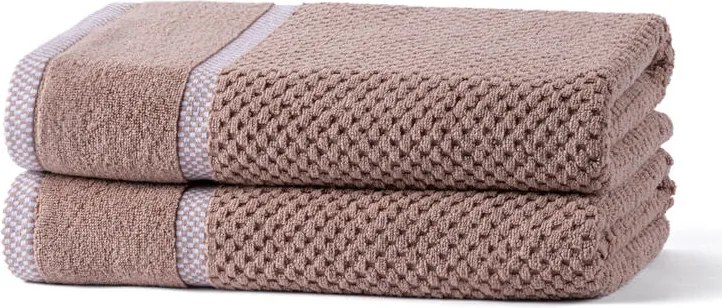 Set de 2 prosoape de baie din frotir MODENA latté 70 x 140 cm