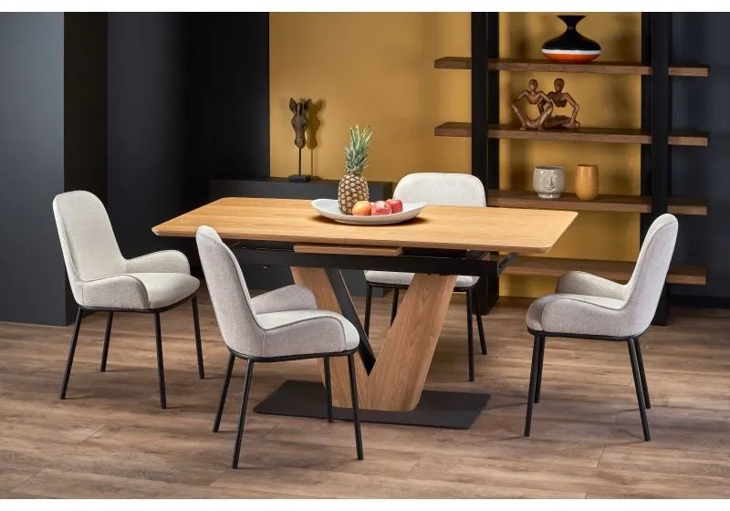 Masa Bucatarie Si Dining UMBERTO Extensibila Stejar/Negru 160(200)x90 cm