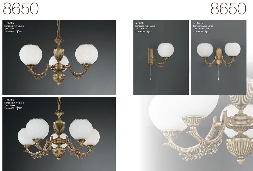 Aplica de perete clasica din alama design italian 8650