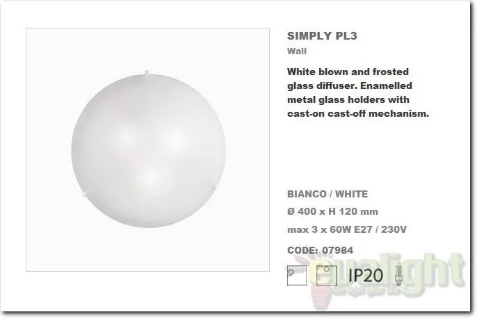 Aplica de perete,Plafonier diam. 40cm SIMPLY PL3 007984
