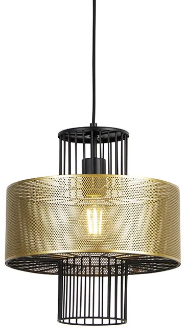Lampă suspendată de design aurie cu negru 30 cm - Tess