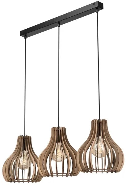 Lustră pe cablu TUCCI 3xE27/15W/230V stejar/negru