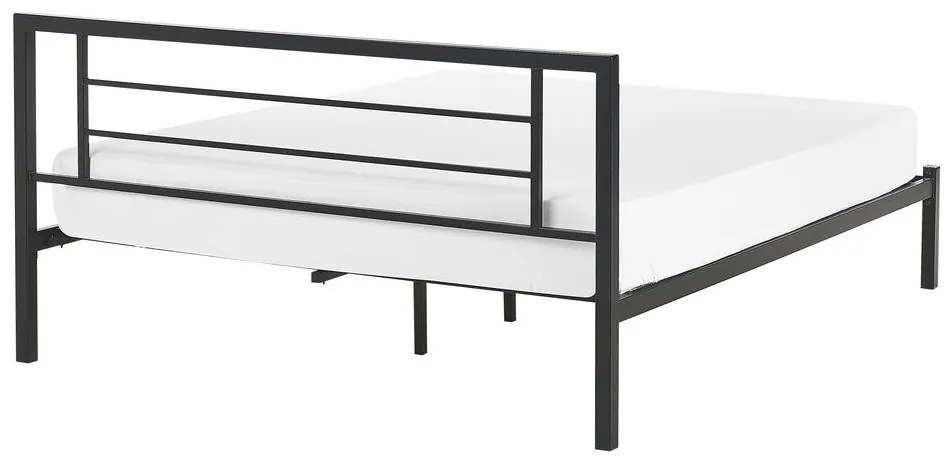 Pat matrimonial 140 cm Cush (negru) (cu somieră). 1078519
