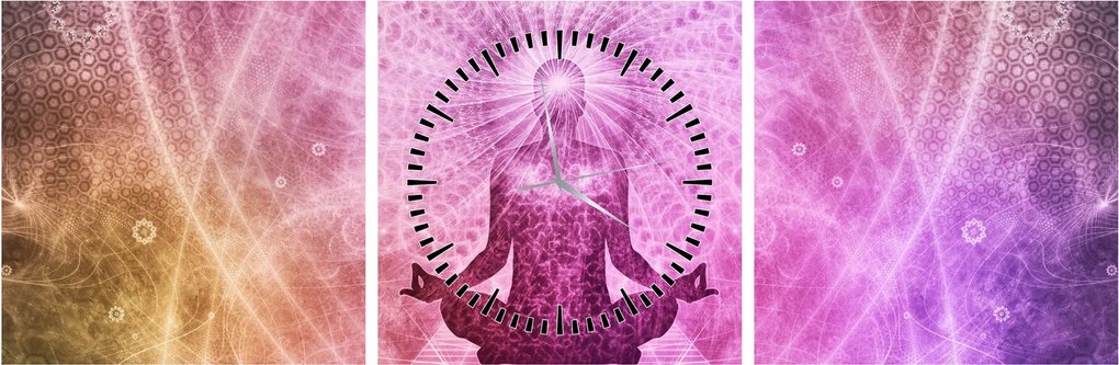 Tablou - Aura de meditație (cu ceas) (90x30 cm)