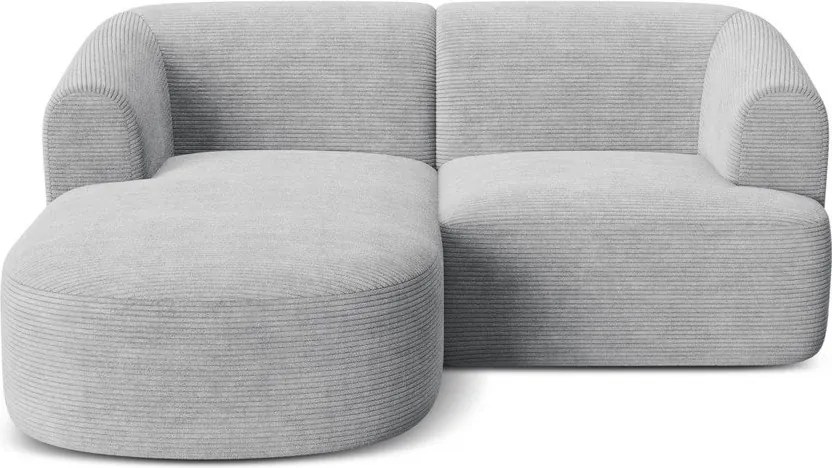 Colțar gri deschis cu tapițerie din catifea reiată (cu colț pe partea stângă/cu șezlong) Campi – Cosmopolitan Design