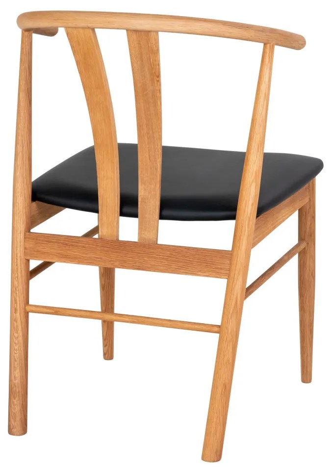 Scaun de dining Artenara, stejar cu scaun PU, natural/negru