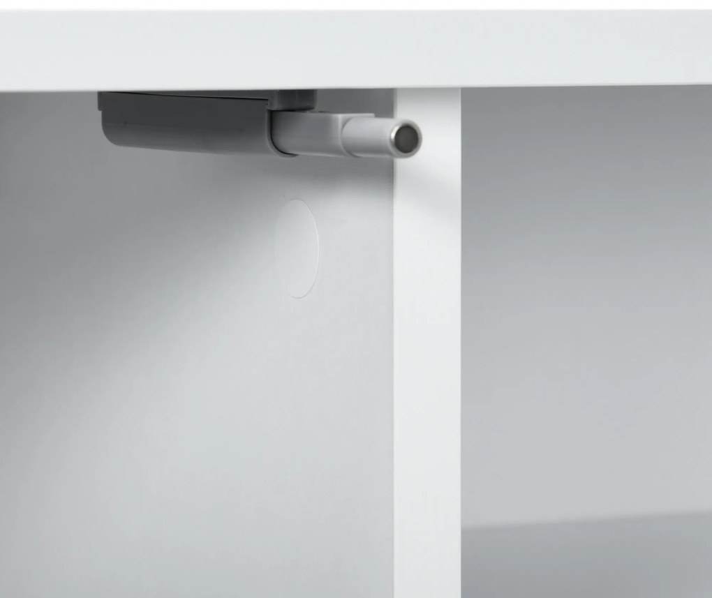 HOMCOM Dulap TV suspendat pe perete, stil contemporan, 2 dulapuri, 2 rafturi centrale, 2 orificii pentru cabluri, 140x30x30 cm, alb | Aosom Romania