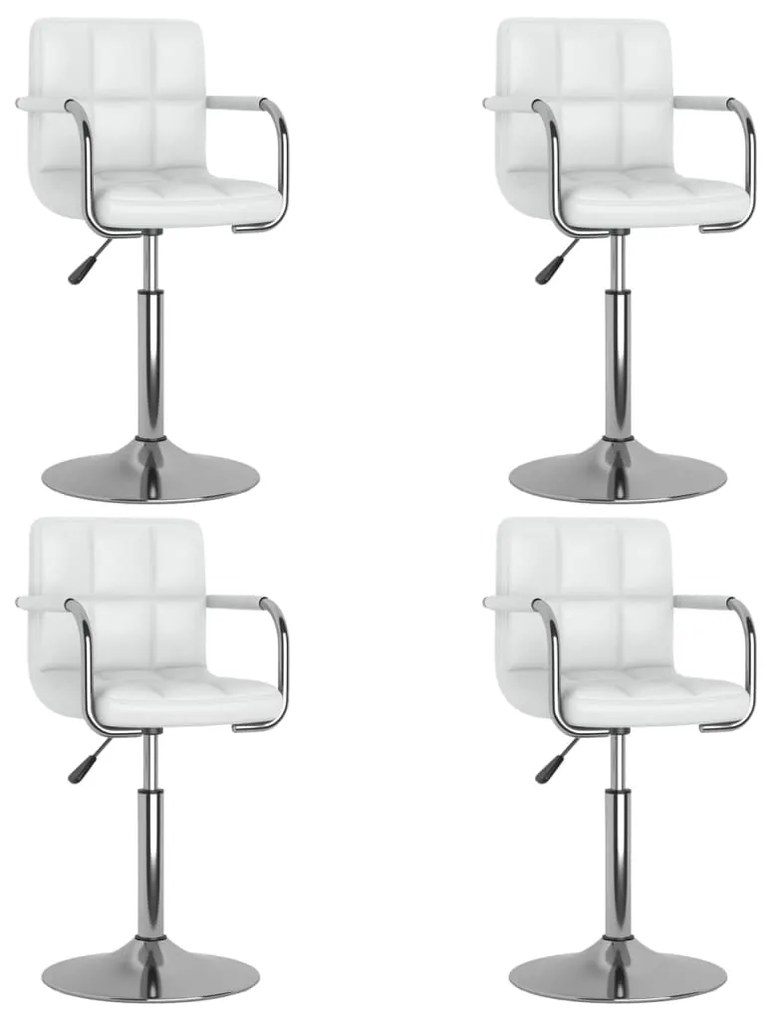vidaXL Scaune de masă pivotante, 4 buc., alb, piele ecologică