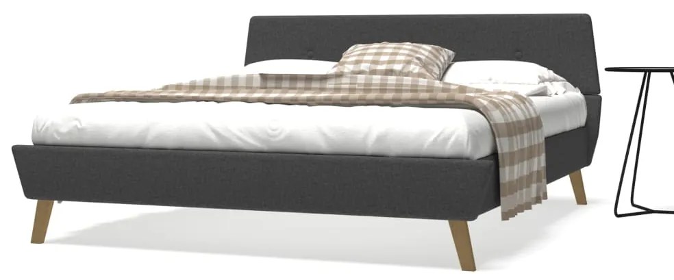 245133 vidaXL Cadru pat, bază șipci, material textil, 160x200 cm, gri închis