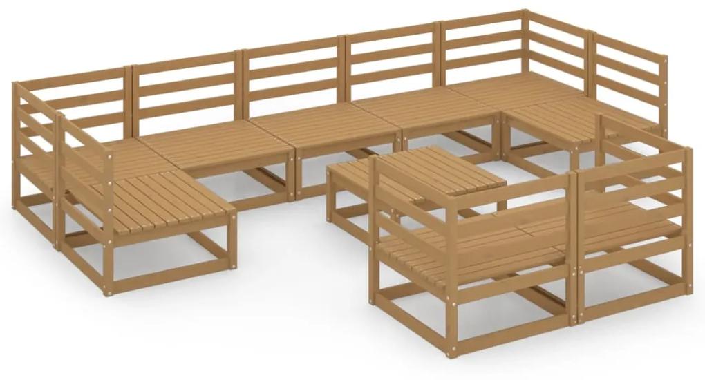 3076207 vidaXL Set mobilier de grădină, 10 piese, lemn masiv de pin