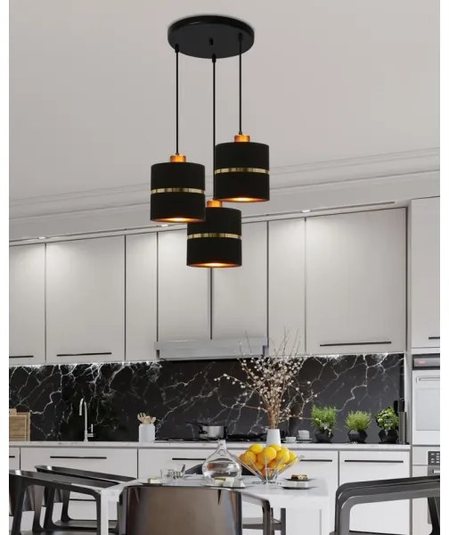 Lustră pe cablu ASSAM 3xE27/60W/230V negru
