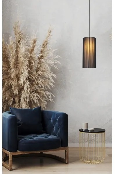 Lustră pe cablu KIOTO 1xE27/40W/230V d. 18 cm neagră/lemn