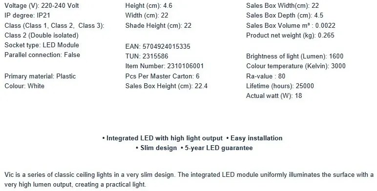 Plafoniera LED stil minimalist Vic 22cm
