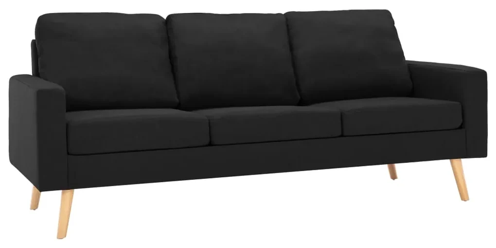 288722 vidaXL Canapea cu 3 locuri, negru, material textil