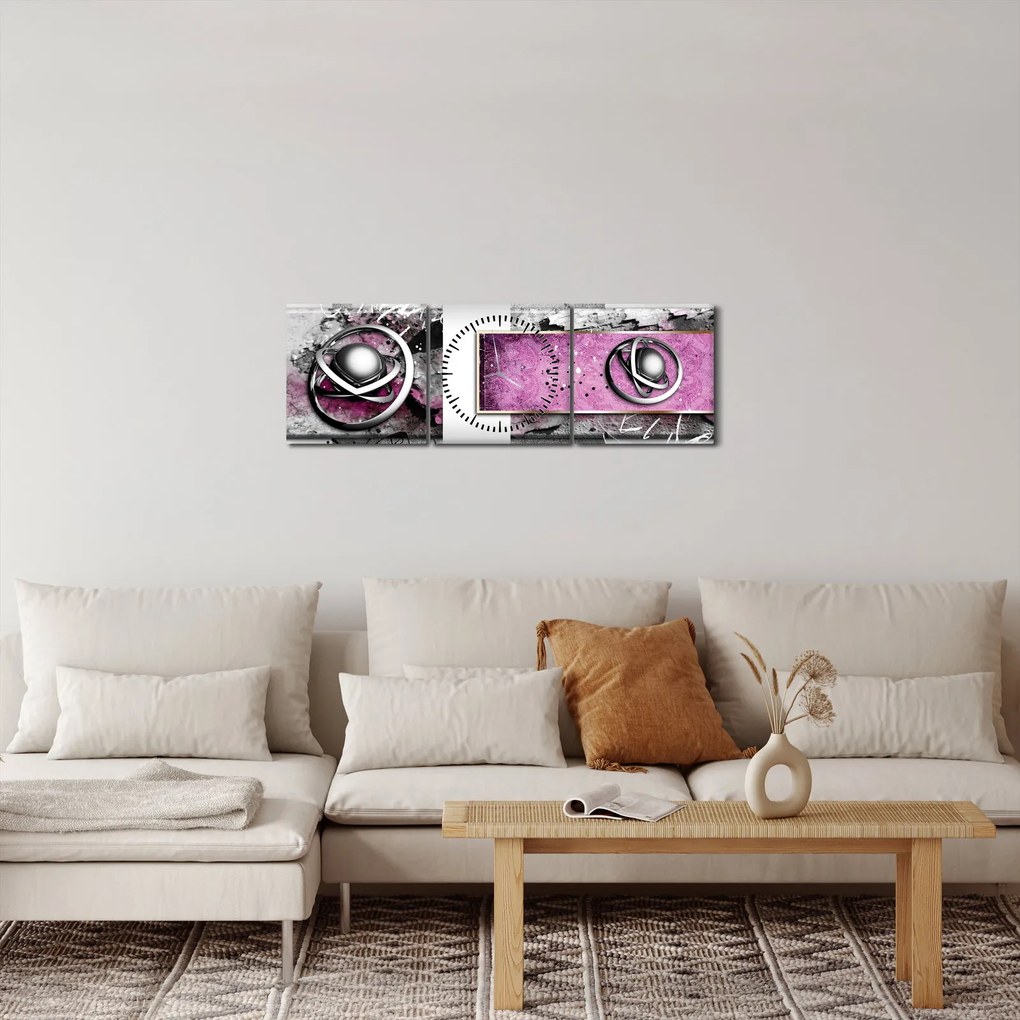 Tablou abstracție (cu ceas) (90x30 cm)