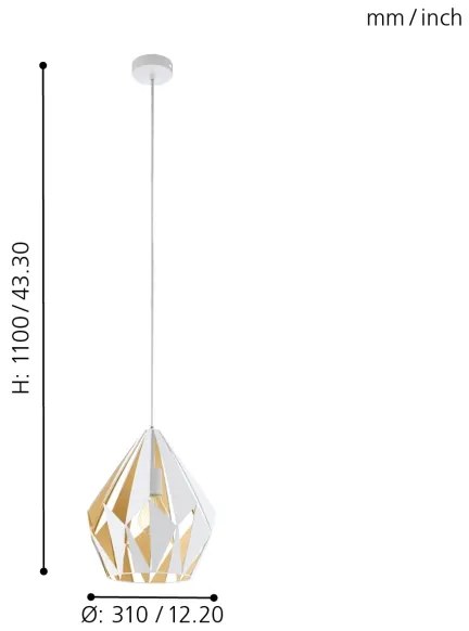 Eglo 49932 - Lampa suspendata CARLTON 1 1xE27/60W/230V